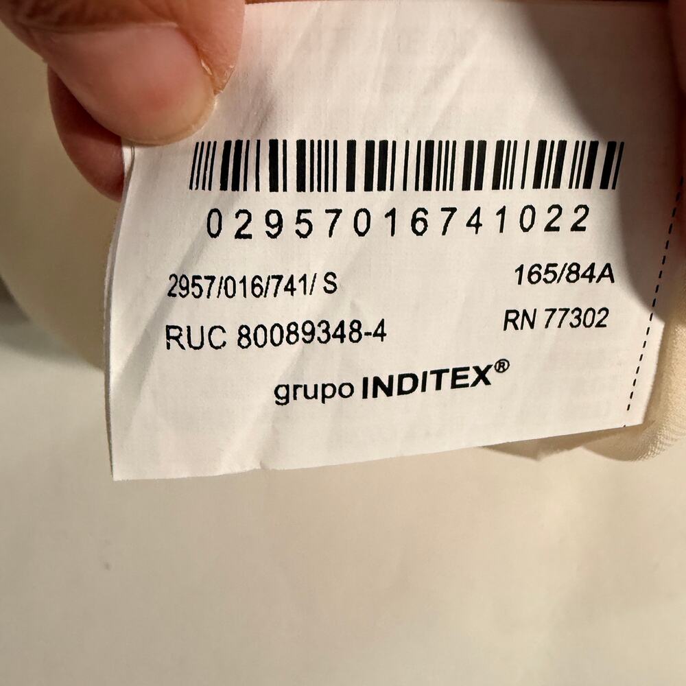 Zara Cream Satin Midi Slip Dress S Flower Line Drawing Cut Out Back Sleek - Picture 8 of 12